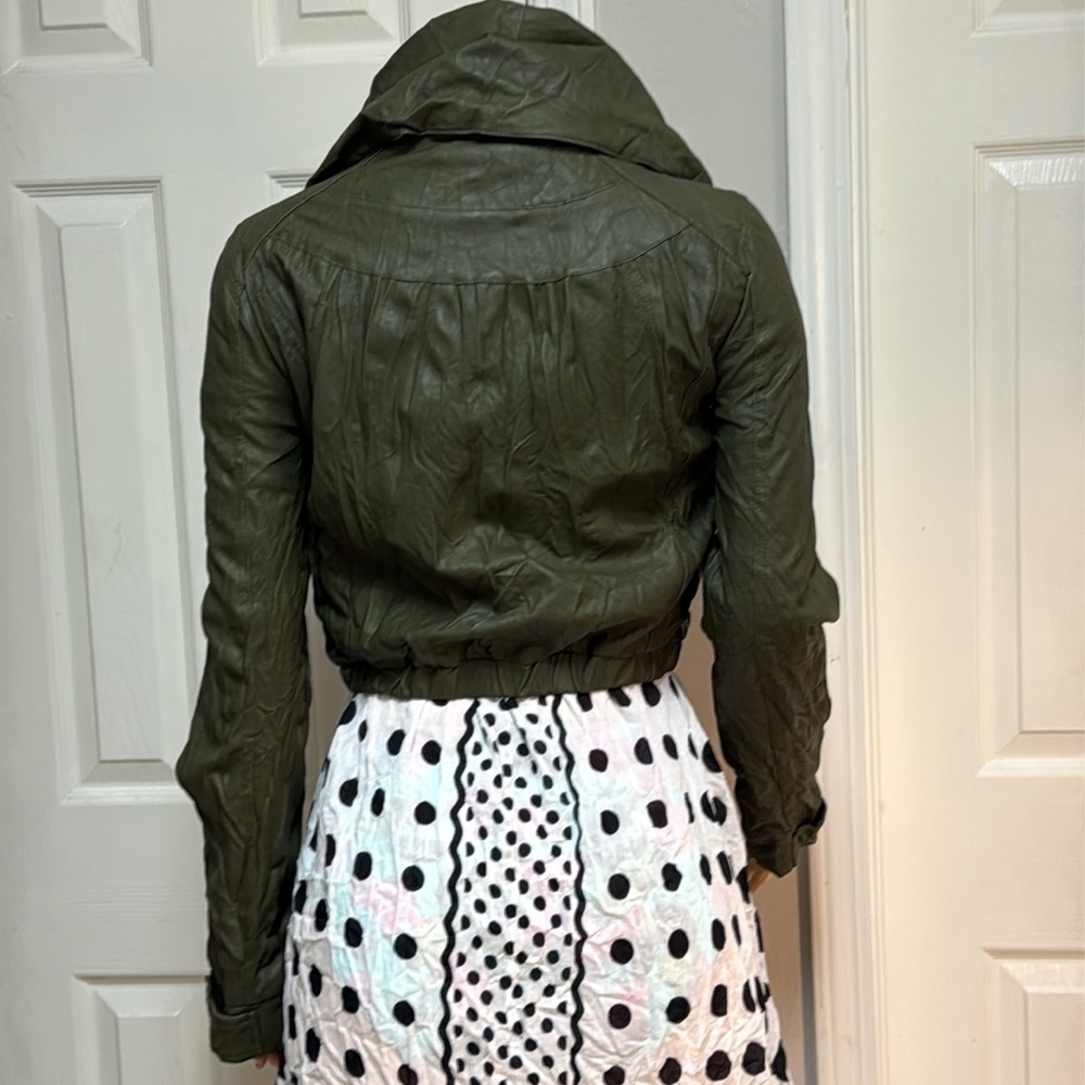 BEBE Faux Leather Green Jacket - Picture 12 of 16